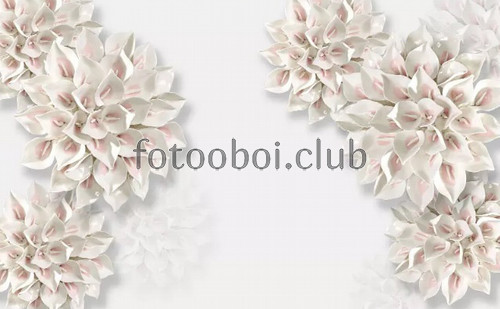белые цветы, 3д, 3d, дизайнерские