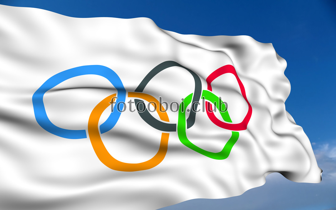 флаг, олимпиада, кольца, на стену, стена