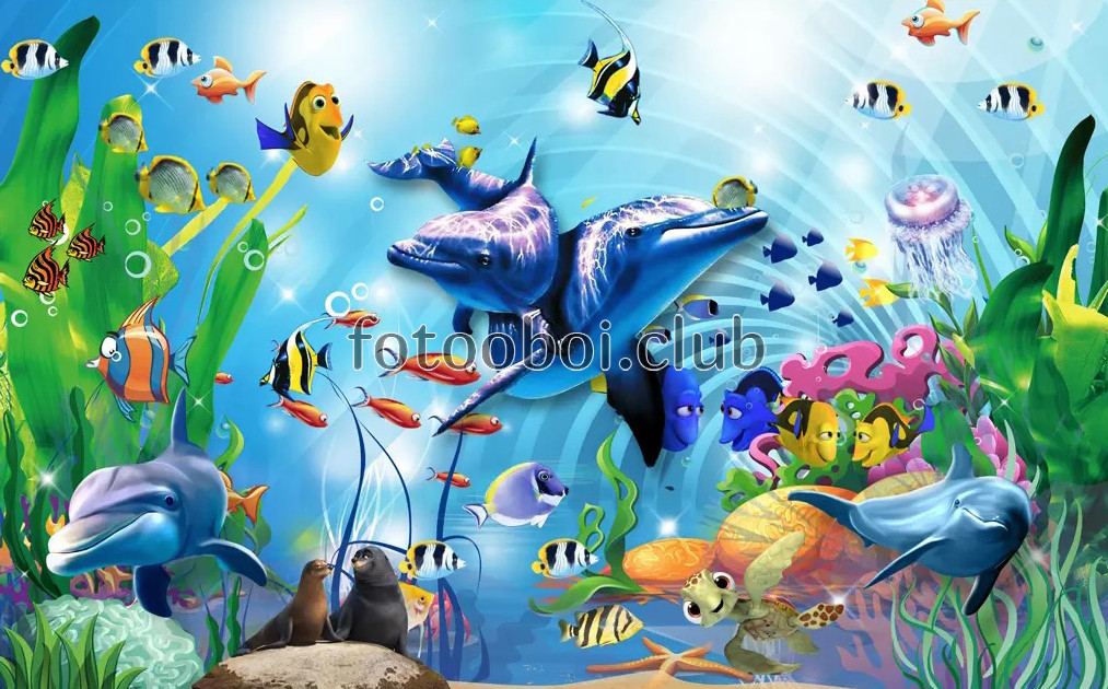 в поисках Дори, рыбы, подводный мир, дельфины, стереоскопические, 3д, 3d, детские, для девочки, для мальчика, для подростка