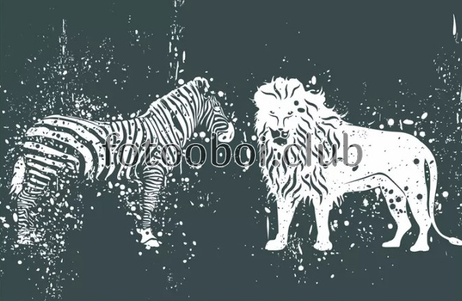 зебра, лев, белые, абстракция