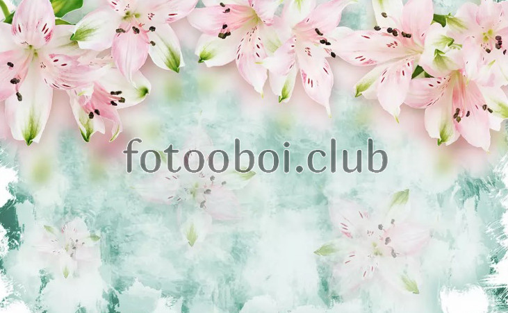 лилии, 3д, 3d, цветок, цветы, нежность, мороз