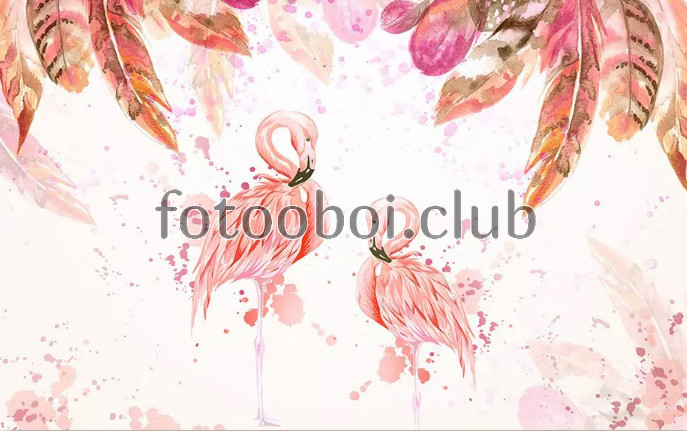 розовые фламинго, перья, дизайнерские, розовые