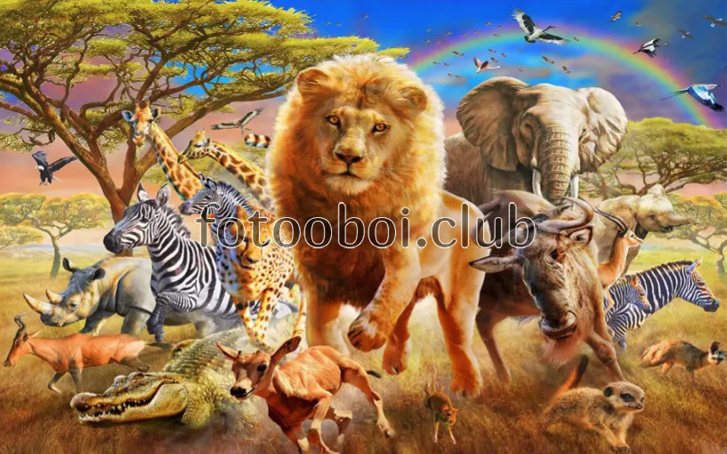 лев, слон, косуля, саванна, зебра, крокодил, животные, детские, для девочки, для мальчика