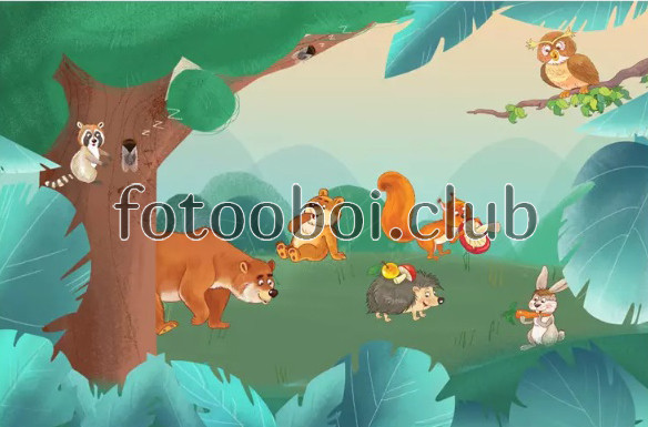 лес, детские, медведи, лиса, сова, ежик, для мальчика, для девочки, животные
