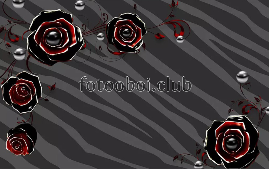 цветы, черные розы, жемчуг, полосы зебры, дизайнерские, 3d, 3д