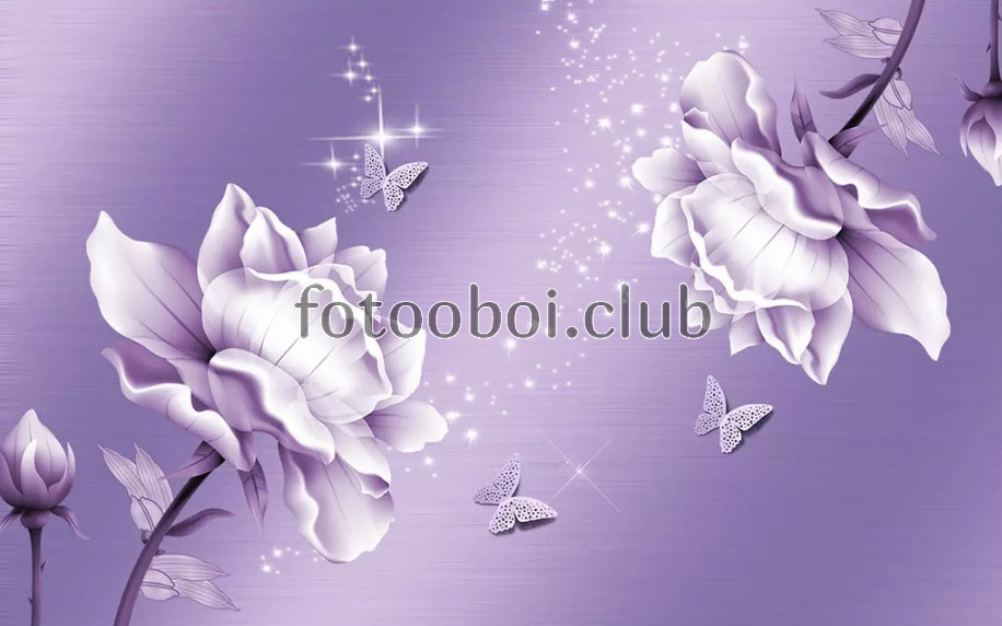 фиолетовые розы, сиреневые, 3д, 3d