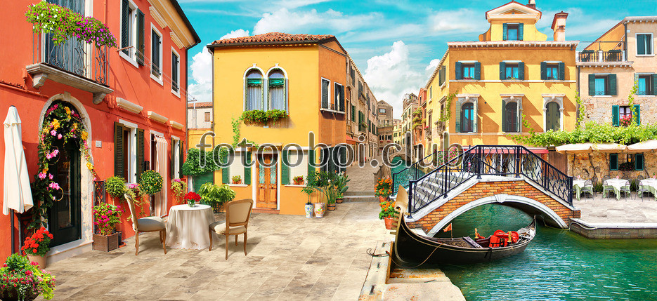  дизайнерские, Венеция, река, лодки, гондолы, мостик, мост, дома