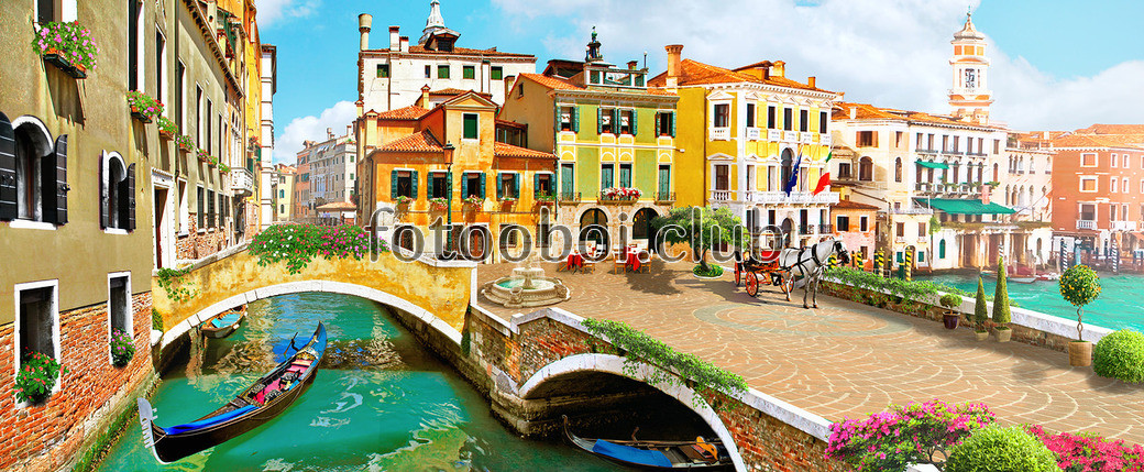 дизайнерские, Венеция, мостик, река, гондолы, лодки, фонтан, улочки, улицы