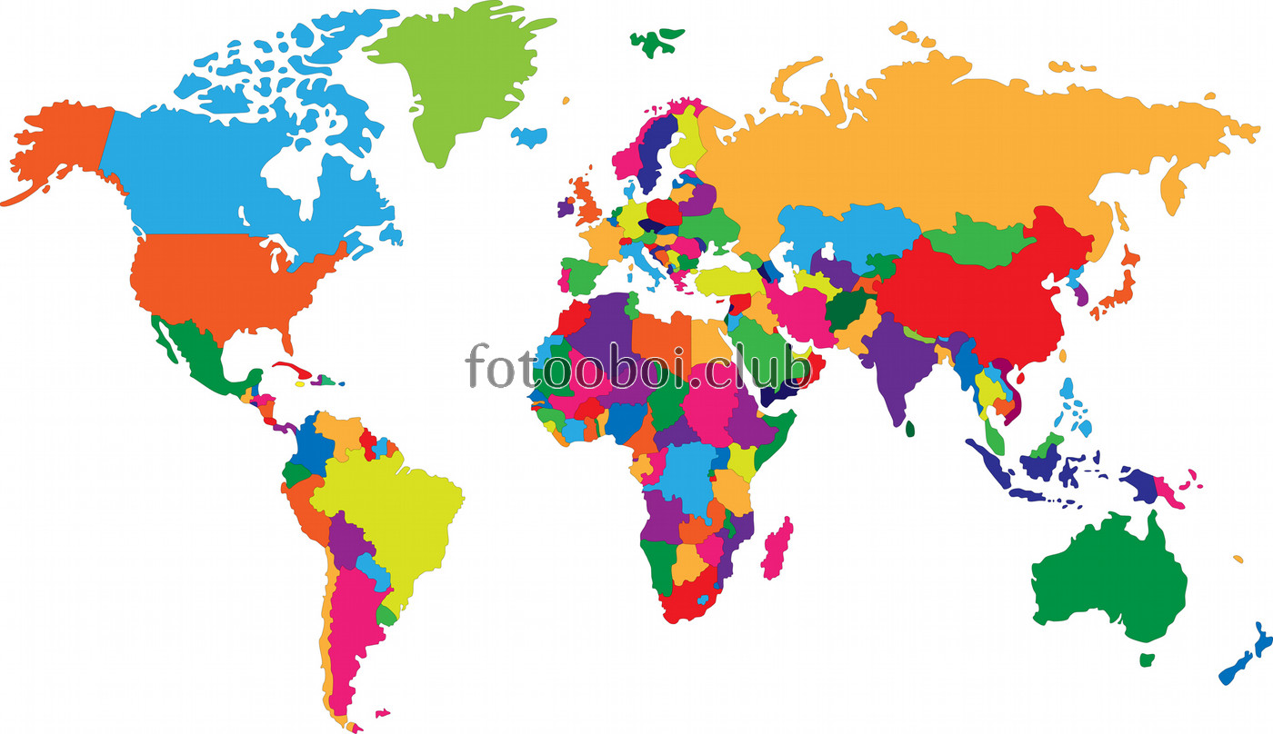 карта мира, цветная карта, на стену, стена, детские, дизайнерские