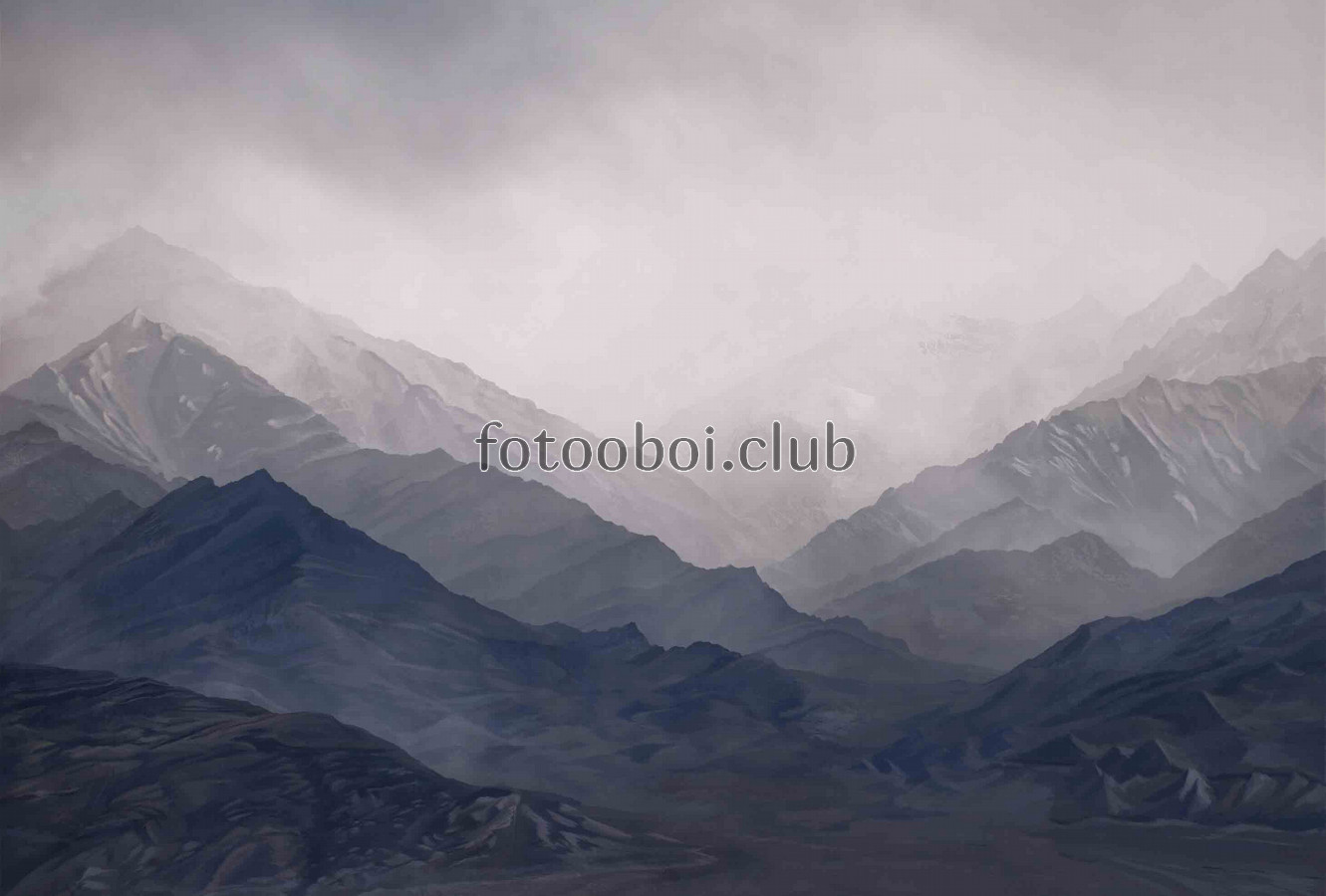 горы, дымка, серые, скалы, туман, 3д, 3d, абстракция, дизайнерские 