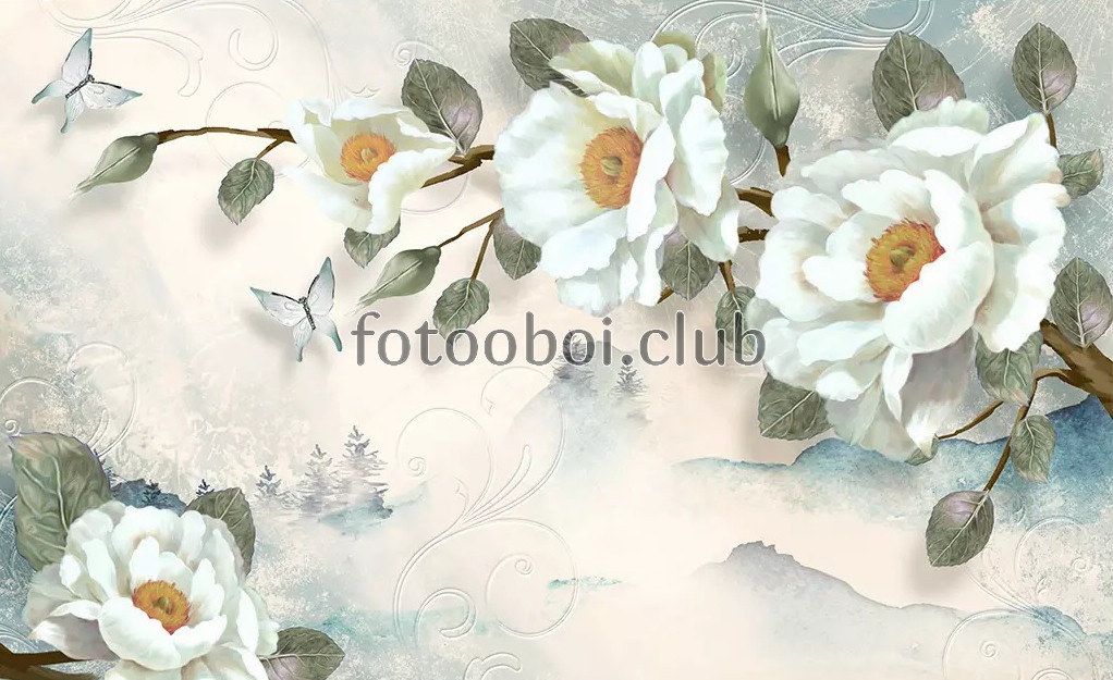белые розы, цветы, живопись, 3д