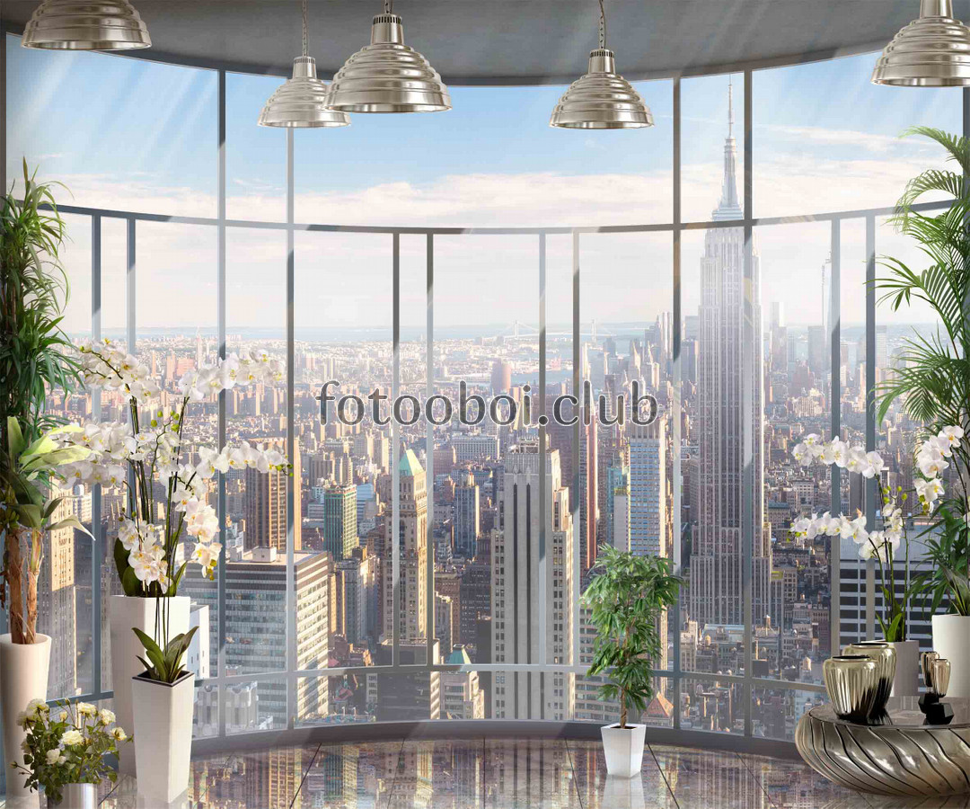 небоскребы, Нью- йорк, город, вид на город, вид, 3д, 3d, орхидеи 