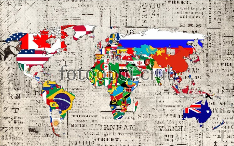 карта мира, флаги