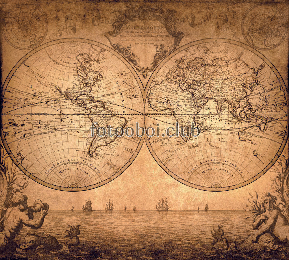 глобус, мир, старина, карта мира, русалки, русалка, шар, земной шар, корабли 