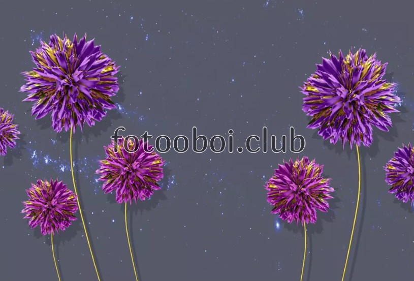 фиолетовые шары, цветы, 3д, 3d, дизайнерские