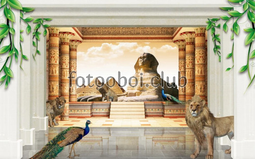 лев, коридор, стереоскопические, колонны, пирамиды, египед