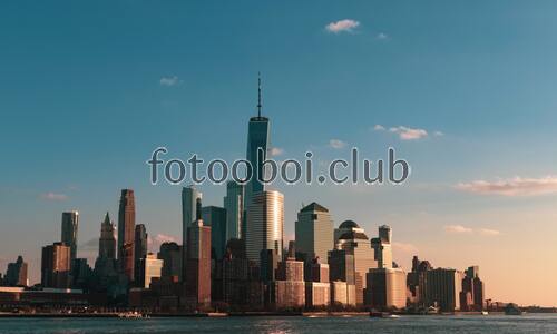 небоскребы нью-йорка, США, утро в нью-йорке, нью-йорк, Америка, виды нью-йорка, небоскребы, город, манхэттен