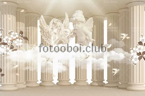 колонны, облако, ангелы, стереоскопические