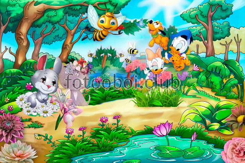 Дисней, детские, лес, пчелки, утки, кошка, заяц, герои мультфильмов, для мальчика, для девочки