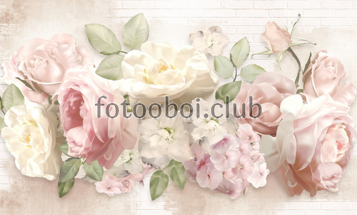 букет, цветы, 3д, 3d, стереоскопические, гортензия, роза, розы, розочка, пионы