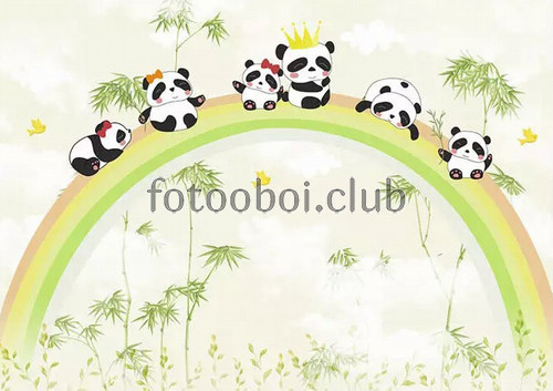 радуга, бамбук, панда, детские, для мальчика, для девочки