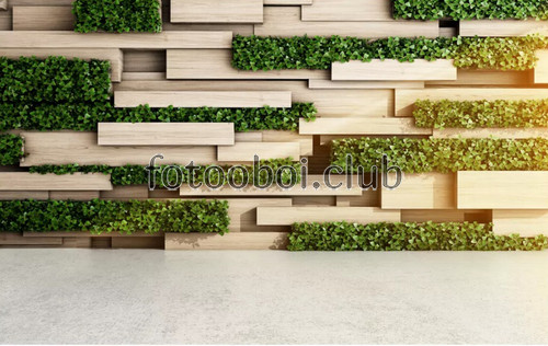 кирпичная стена, зелень, натуральный камень, 3д, 3d, листья