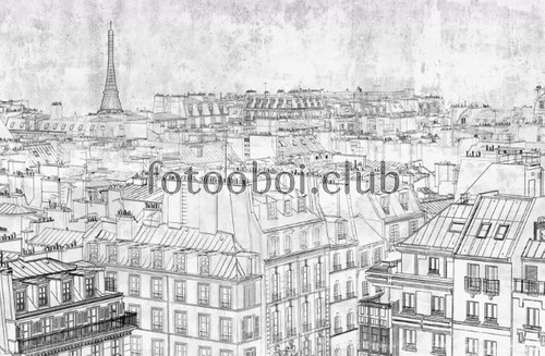 город, нарисованные карандашом, Париж, граффика