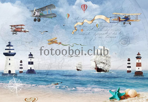 карта мира, корабль, маяк, самолеты, детские, для мальчика