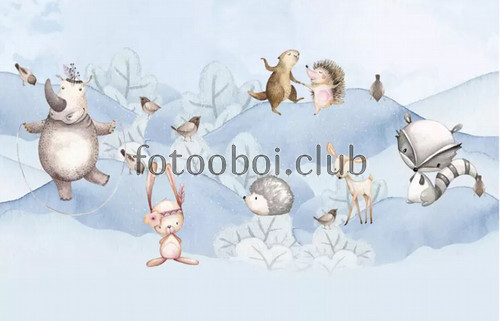 птицы, животные, носорог, заяц, кролик, ежик, детские, для мальчика, для девочки, зима
