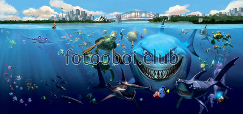 подводный мир, акулы, в поисках Дори, Немо, рыбы, рыбки, черепаха, 3д, 3d, море, океан