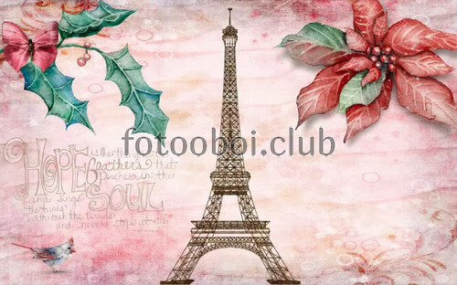 цветы, башня, Париж, дизайнерские, розовые