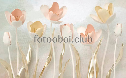 тюльпаны, дизайнерские, цветы, 3д, 3d