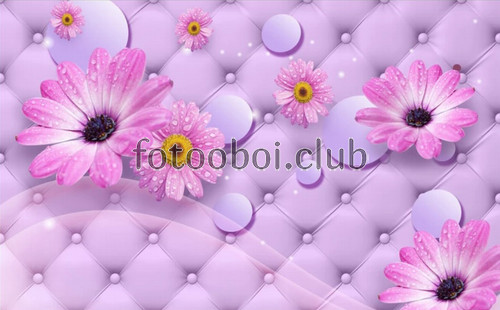 фиолетовые, коретная стяжка, цветы, 3д, 3d, герберы, сиреневые
