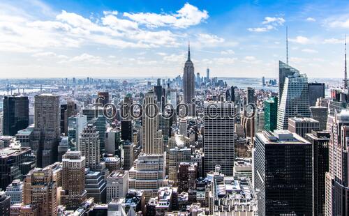 Нью-Йорк, город, небоскребы, виды Нью-Йорка, голубые, Америка, США, манхэттен