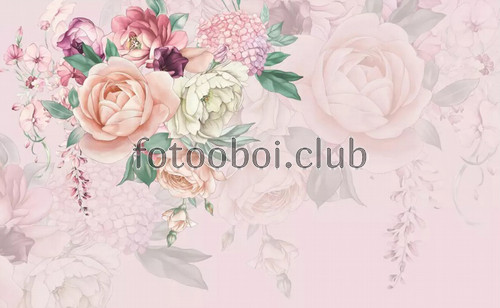 розы, цветы, дизайнерские, розовые, фреска