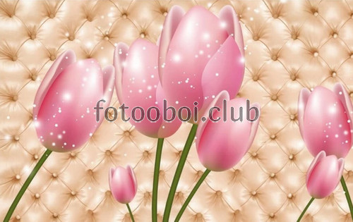коретная стяжка, цветы, розовые тюльпаны, тюльпаны, 3д, 3d