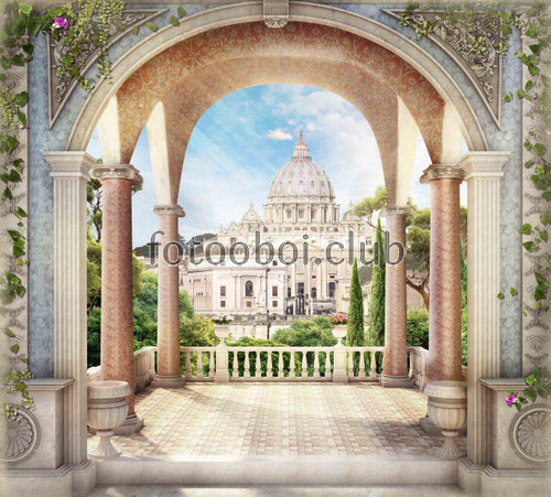 Рим, арка, природа, архитектура, пейзаж, колонны, храм 