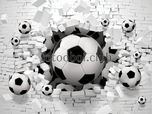 футбол, мяч, 3д, 3d, для мальчиков, для подростка, стереоскопические, кирпичи, спорт, расширяющее пространство