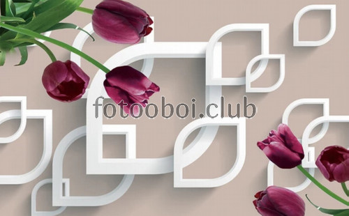 бордовые, баклажанные, фиолетовые, тюльпаны, 3д, 3d, дизайнерские, узор