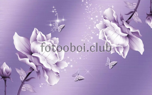 фиолетовые розы, сиреневые, 3д, 3d