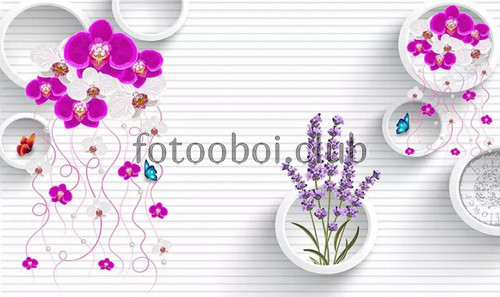 доски, кольца, цветы, лаванда, орхидеи, 3д, 3d, бабочки