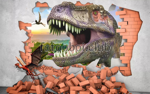 сломанная стена, динозавры, юрский период, детские, для мальчика, для подростка