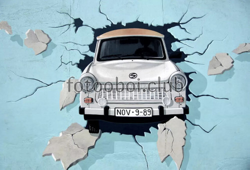 сломанная стена, автомобиль, Алмата, 3д, 3d, дизайнерские