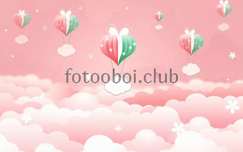 облака, воздушные шары, сердечки, тучки, небо, розовые, детские, для девочки