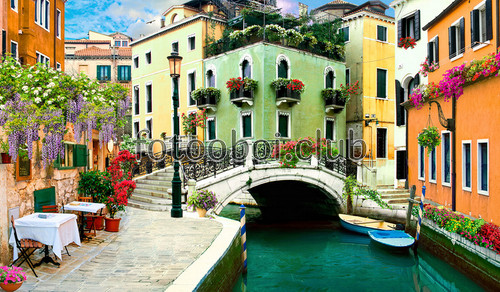 дизайнерские, Венеция, улочка, улица, мост, мостик, лодки, гондолы, дома