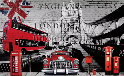 Лондон, мост, автобус, ретро автомобиль, дизайнерские