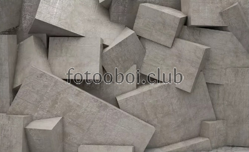 кубы, серые, бетон, 3д, 3d