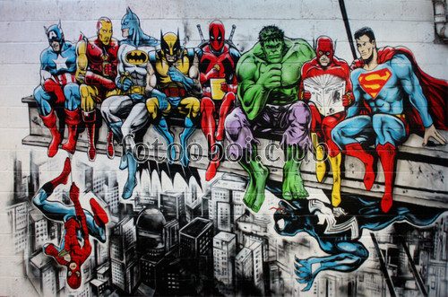 на стену, стена, дизайнерские, марвел, человек паук, халк, капитан америка, супер мен, супергерои