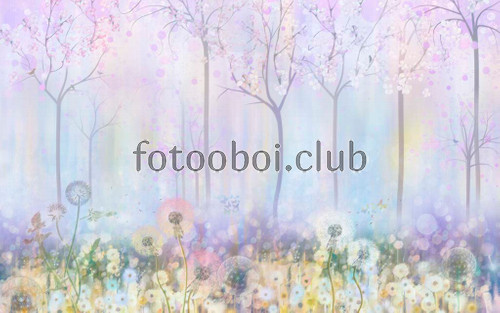 лес, цветы, сакура, дизайнерские, нежные, одуванчики