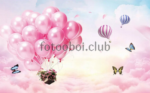 воздушные шары, шарики, бабочки, облака, детские, для девочки